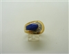 Unique 18 K Yellow Gold Blue Lapis & Diamond Ring