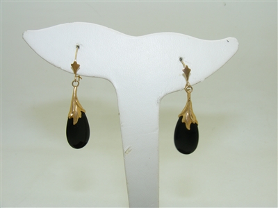 14k yellow Gold Natural Onyx Earrings