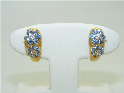 14k Yellow Gold Earrings With Color Stones