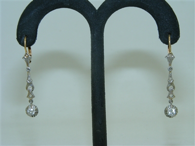18k Yellow gold and Platinum Hanging Earrings