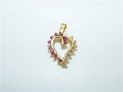 14k Yellow Gold Diamond And Ruby Pendant