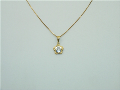 18k Yellow And White Gold Necklace and Pendant