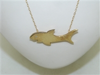 14k Yellow Gold Shark Diamond Necklace
