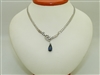 14k White Gold Diamond Pear Shape Blue Sapphire Necklace