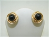 French Clip 14k Yellow Gold Cabochon Onyx Earrings