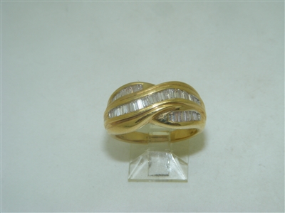 18k Yellow Gold Straight Diamond Baguette Ring
