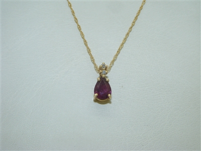 Red African Ruby 14k yellow gold Necklace with Pendant