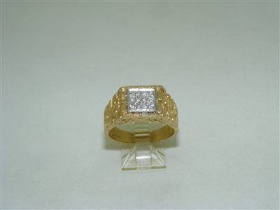14k Yellow and White Gold Nugget Diamond Ring