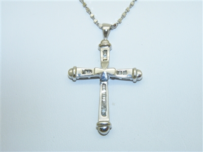 14k White Gold Diamond Cross