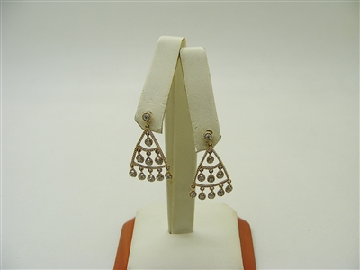 14k Yellow Gold Diamond Chandelier Earrings