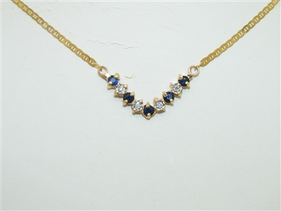 14k Yellow Gold Sapphire and Diamond Necklace