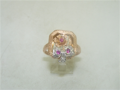 14k Rose Gold Flower Ruby Ring