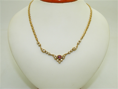 GORGEOUS 18k Yellow gold Diamond & Ruby Necklace