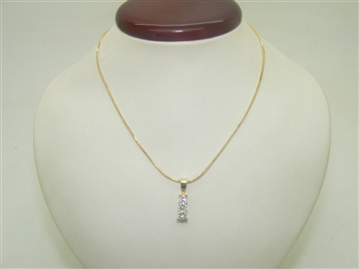 14k Yellow Gold Diamond Pendant With Necklace