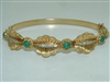 Vintage 14k Yellow Gold Natural Emerald Bangle Bracelet
