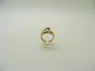 14k Yellow Gold Natural Sapphire & Diamond Ring
