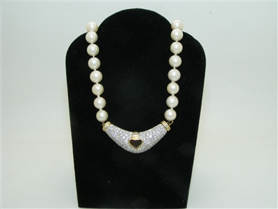 Cultured Pearls with Diamonds and a Heart Ruby Necklace