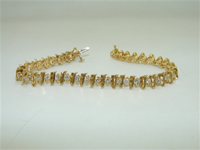 14k Yellow GOLD Tennis Diamond Bracelet