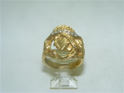 Lady's Face On The Ring With Diamonds