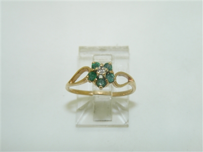 14k Yellow Gold Diamond And Emerald Ring