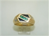 14k Diamond, Onyx & Emerald Ring
