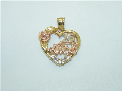 14k Gold "16 AÃ±o" Pendant