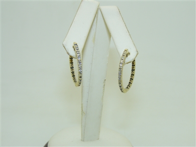 14k Yellow Gold Diamond Hoops