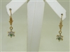 18k Yellow Gold Green and white Stone Earrings