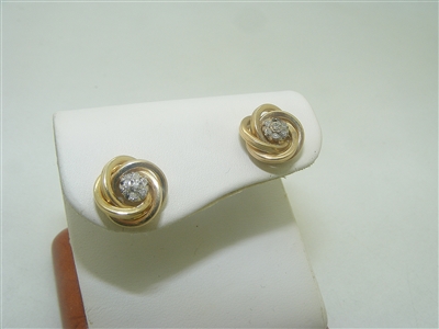 14k Yellow Gold Knot Diamond Earrings