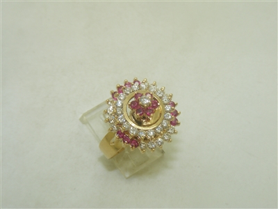Gorgeous Unique Diamond and Ruby Rotiary Ring
