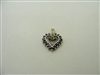 14k White Gold Diamond & Natural Sapphire Heart Pendant