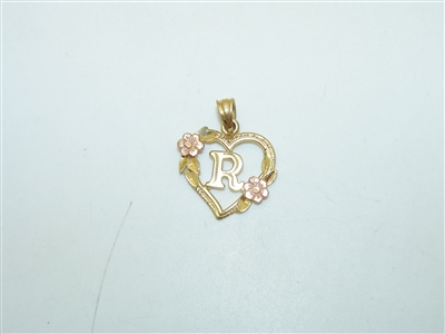 14k Gold "R" initial Pendant