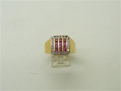 14K Yellow Gold Unisex Ruby & Diamond Ring