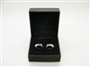 Alfred Dunhill Black Leather 925 Sterling Silver Cufflinks