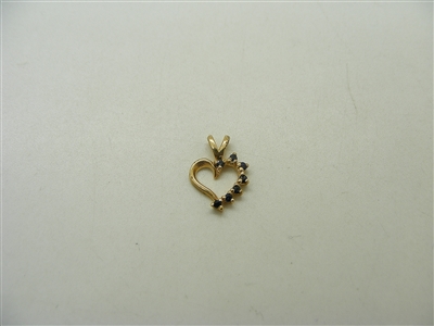 14k Yellow Gold Natural Sapphire Heart Pendant