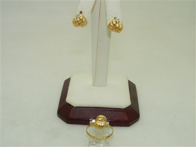 18k Yellow Gold Womens Earring & Ring Set