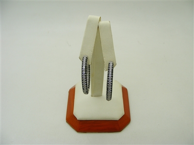 925 Sterling Silver CZ Core Lock Hoop Earrings