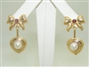 14k Yellow Gold Pearl & Garnet Hanging Earring