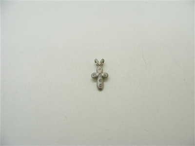 14k White Gold Kids Very Small Diamond Cross Pendant