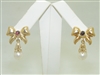 14k Yellow Gold Dangling Pearl Earrings
