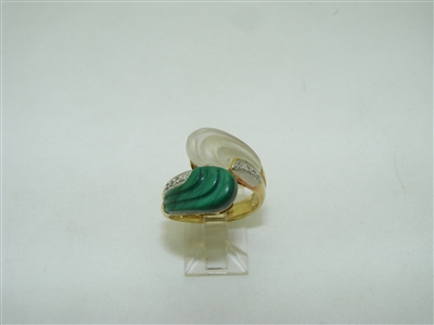 Malachite stone and Mother pearl diamond ring