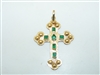 18k Yellow Gold Natural Columbian Emerald Cross pendant