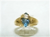 14k yellow gold "Love" Blue Topaz Ring