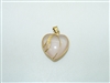 14k Yellow gold Natural Pink Heart Jade pendant