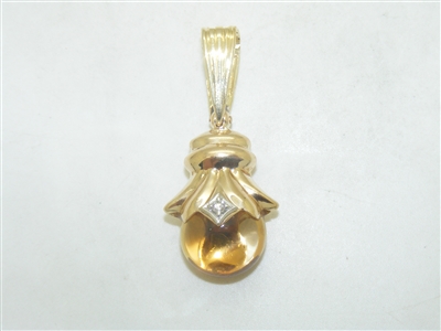 Gorgeous Topaz Cabochon Diamond Pendant