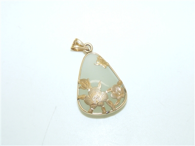 14k Yellow Gold Natural Green Pendant Bird