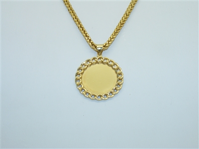 14k Yellow Gold Wheat Link Chain and Pendant