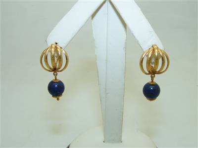 18k Yellow Gold Blue lapis Earrings
