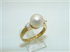 14k Yellow Gold Diamond and Pearl Ring