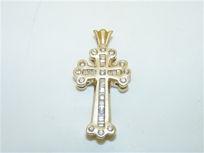 14k yellow Gold Diamond Cross Pendant